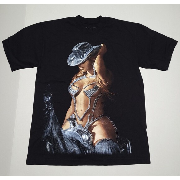 NWT Beyoncé Official Renaissance World Tour Merch UNISEX Cowgirl Hat T-Shirt L - Picture 1 of 4
